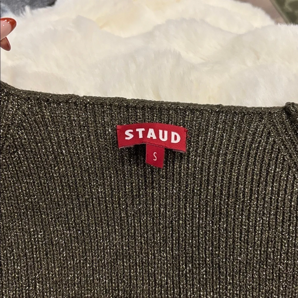 Staud Cerro Metallic Long Sleeve Sweater Top